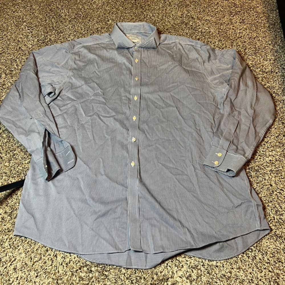 Charles Tyrwhitt‎ Non Iron Dress Shirt Striped Button Up Career 18/37